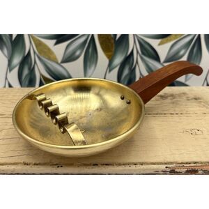 Vintage MCM Metal and Wood Ashtray Lutheran Mutual Insurance